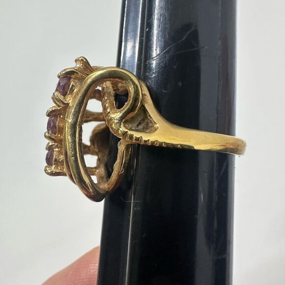 Vintage 18k HGE Natural Form Stone Accents Ring - Picture 2 of 9